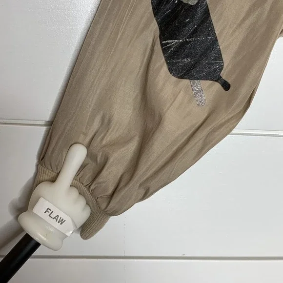 NOISY MAY Jacket Small Lip Stick Ice Cream Bars Tan Beige Short Cropped British - Picture 7 of 8